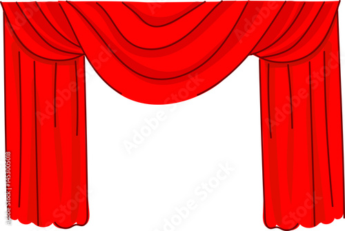Double Panel Red Curtain with Central Opening