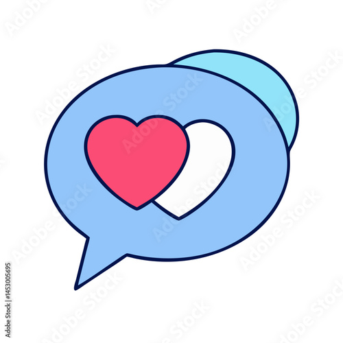 Heart chat bubble love message conversation social media communication romance like comment share