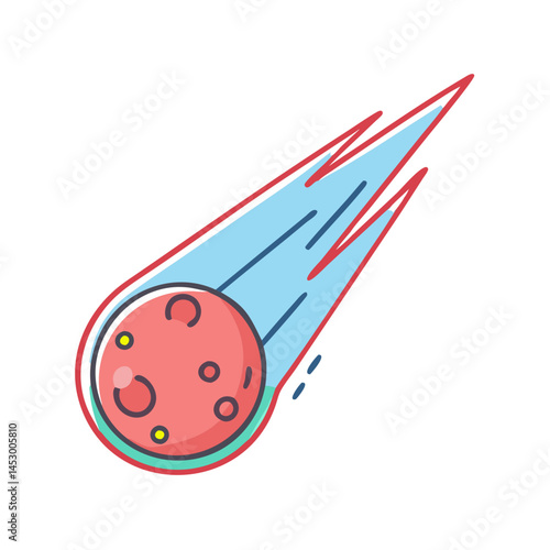 Vector illustration of a comet meteor shower space object celestial body astronomy concept art