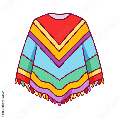 Colorful mexican poncho vector illustration traditional garment cinco de mayo clothing design art