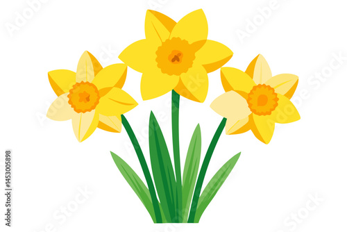 Wallpaper Mural Illustration of yellow daffodil flowers spring floral blossom bloom nature botanical design garden art Torontodigital.ca