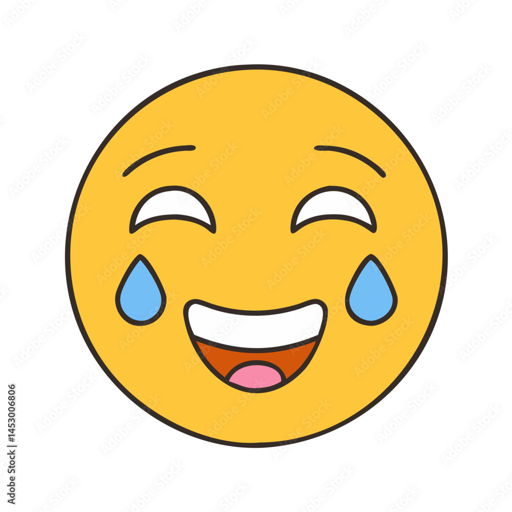 Fototapeta premium Tears of joy emoji laughing crying face expression happy tears emoticon smiley face laughter icon