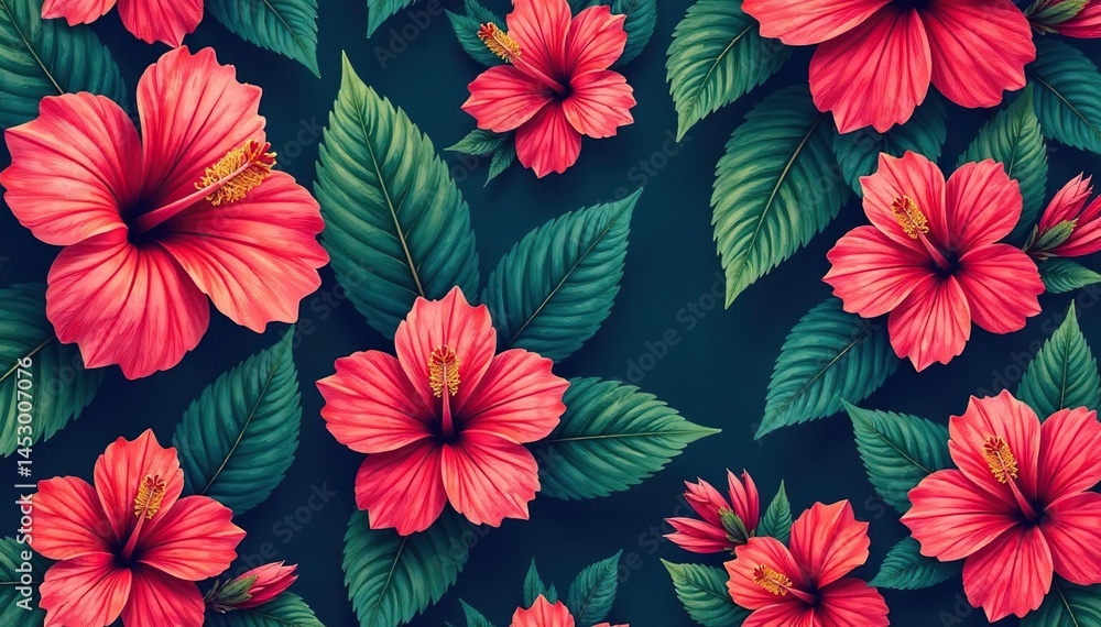 Bold hibiscus pattern, vibrant tropical style, vibrant, pattern, tropical Bold hibiscus pattern, vibrant tropical style, vibrant, pattern, tropical