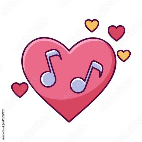 Heart music notes love song melody romantic valentine's day musical heart love hearts design art