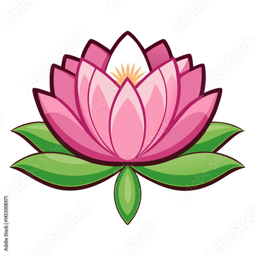 Pink lotus flower illustration, water lily, floral design, botanical art, nature graphic, bloom vector