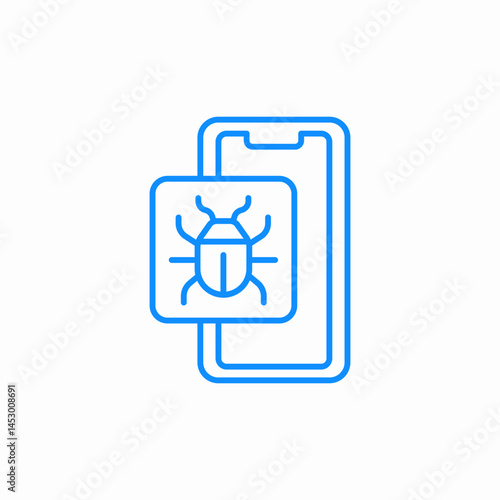 smartphone bug icon sign vector