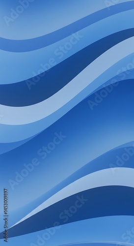 Serene Blue Wave Abstract: Gradient Hues & Gentle Curves AI Generated