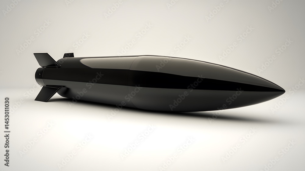 Fototapeta premium Black Missile Futuristic Weapon 3D Render