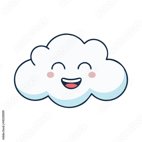 Cute cloud vector illustration with smiling face cartoon cloud drawing cheerful cloud design weather icon