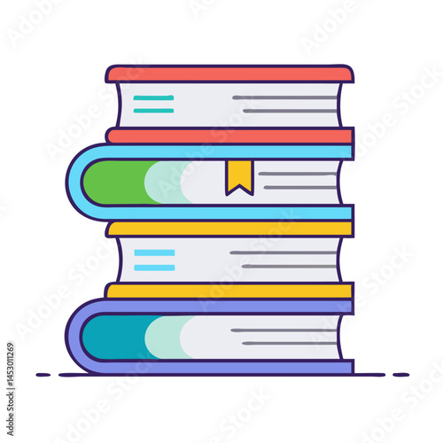 Stack of books vector illustration education learning knowledge literature study library textbook reading open book