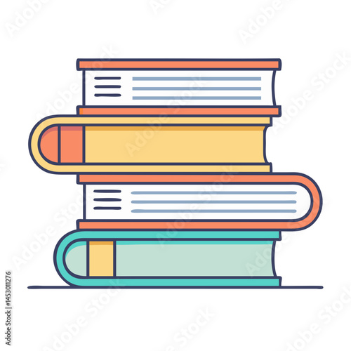 Illustration of stacked books for education, reading, learning, and knowledge graphic design element