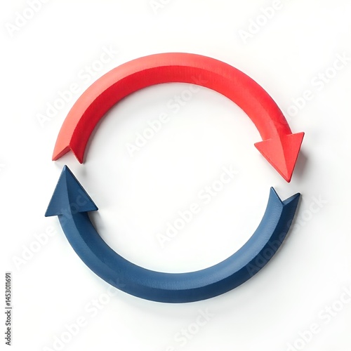 Free Download Red and Blue Circular Arrows Loop Symbol – 3D Recycle or Rotation Icon on White Background - GFXLoad