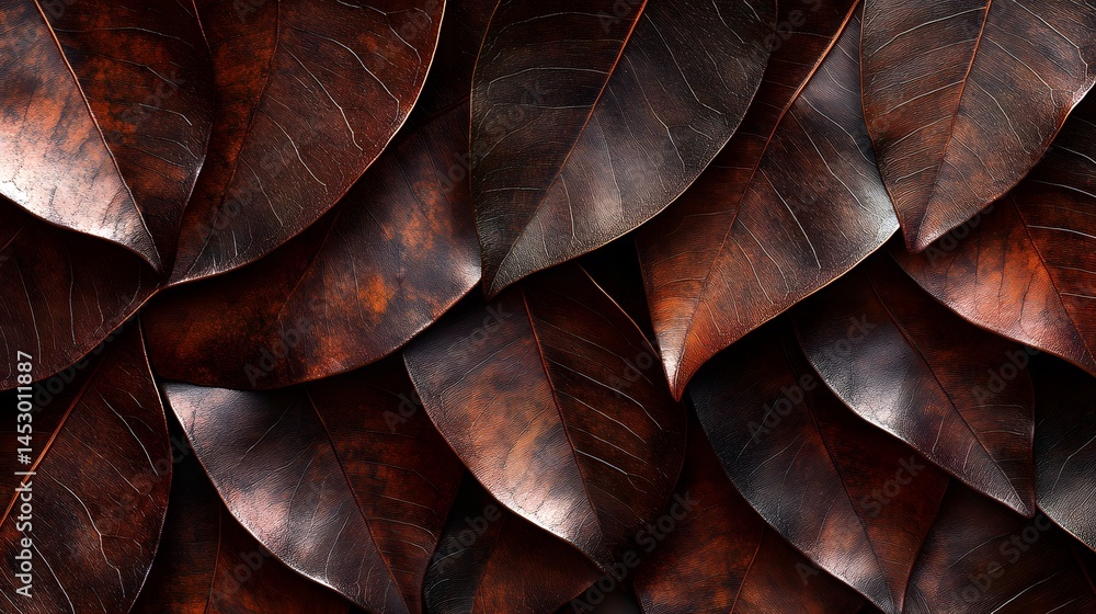 Obraz premium Dark Brown Autumn Leaves Texture Background