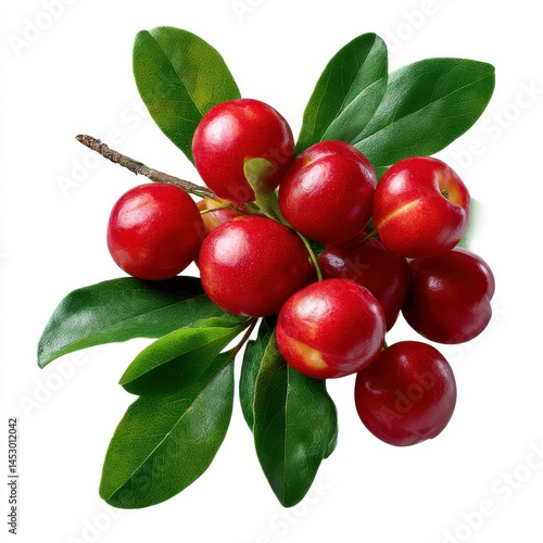 Plums with leaves isolated on white background