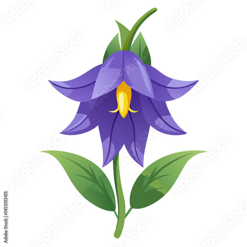 Beautiful purple flower illustration vector design with petals and leaves floral nature art