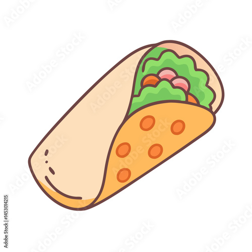 Delicious burrito illustration with fresh ingredients for mexican food lovers and chefs