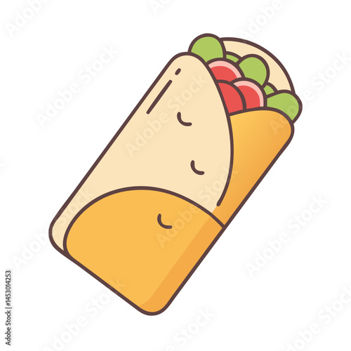 Delicious shawarma wrap vector illustration for food lovers and restaurant menu design ideas