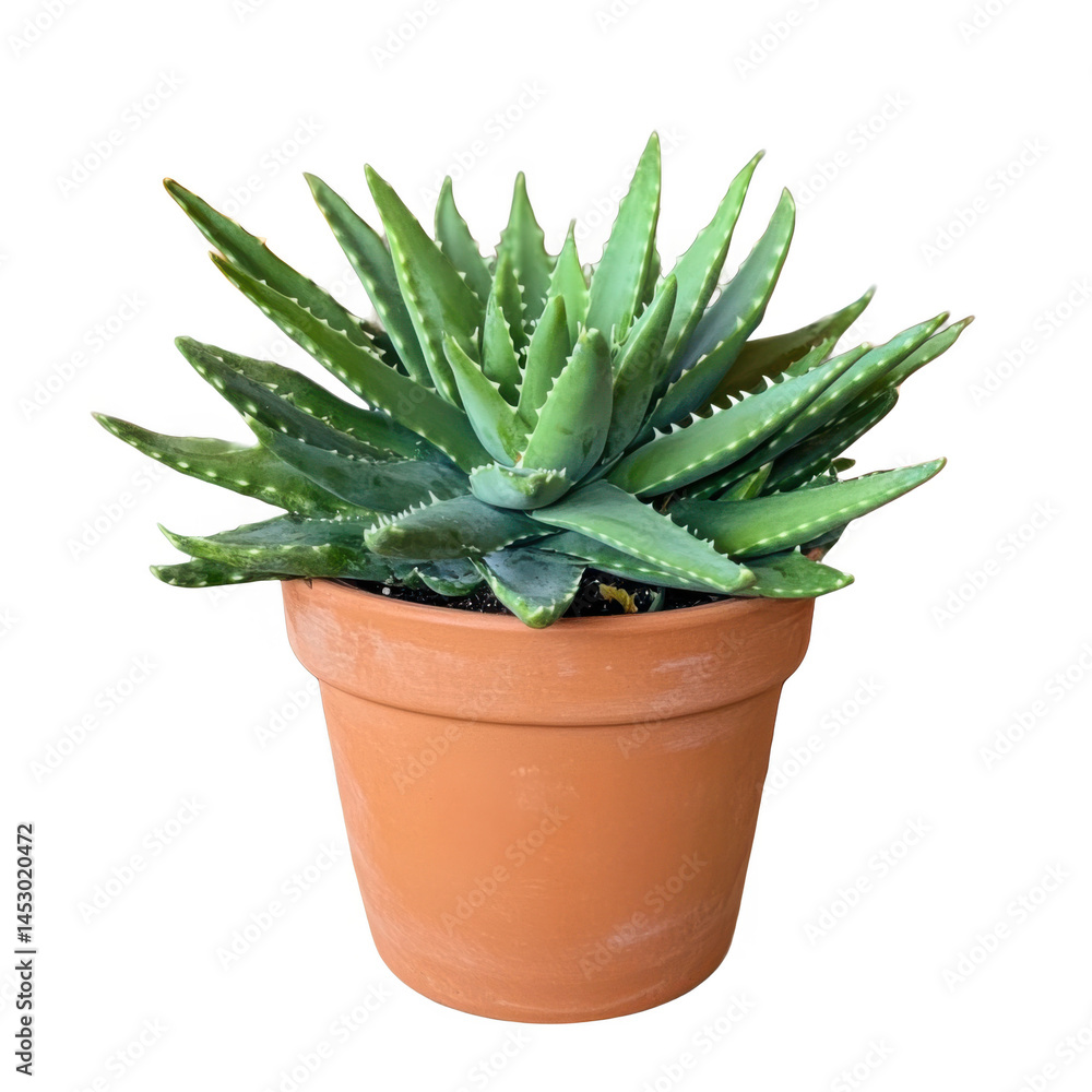 Aloe vera plant in a pot still life image on transparent background Aloe vera plant in a pot still life image on transparent background