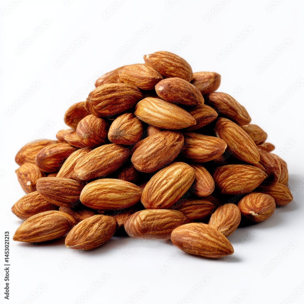 Pile of almonds isolated on white background Pile of almonds isolated on white background
