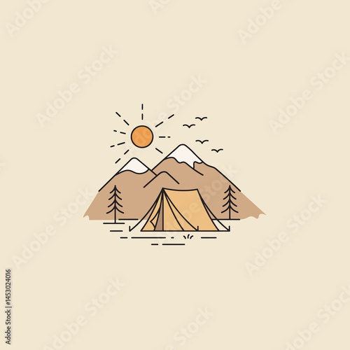 Serene mountain camping idyllic scene peaceful nature escape breathtaking view