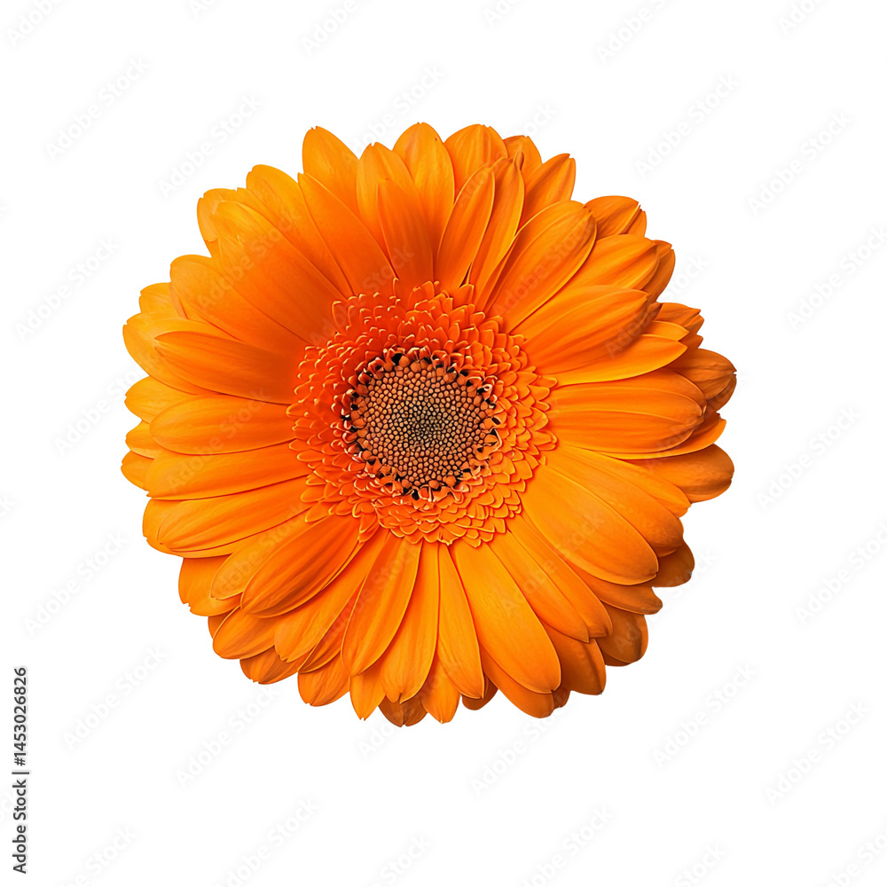 Orange Gerbera Daisy: A vivid orange gerbera daisy blooms with intricate petals and a dark center, captured in crisp detail. Its vibrant color and delicate form evoke a sense of warmth and joy. Orange Gerbera Daisy: A vivid orange gerbera daisy blooms with intricate petals and a dark center, captured in crisp detail. Its vibrant color and delicate form evoke a sense of warmth and joy.