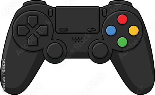 Video game controller with colorful buttons for gaming and entertainment technology vector illustration 
