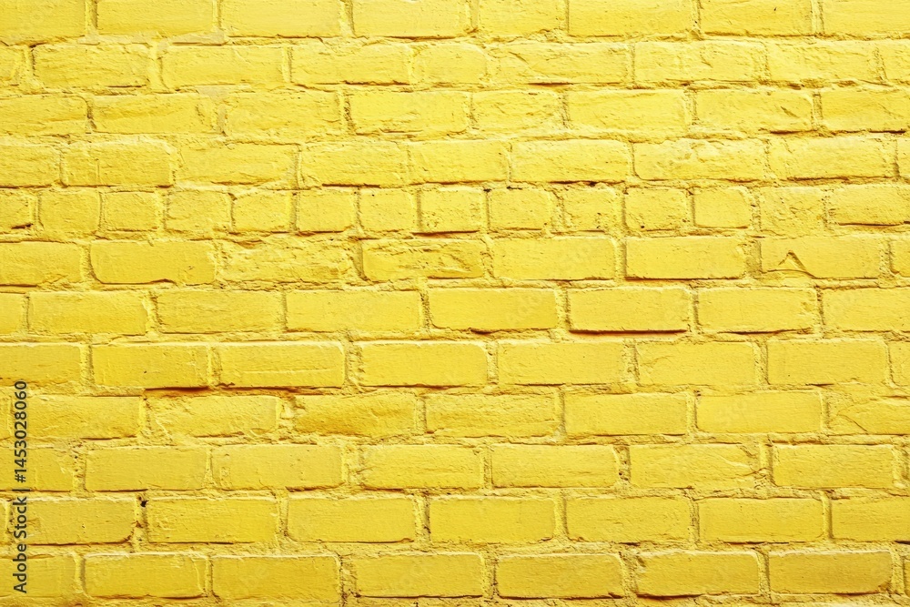 Obraz premium Yellow Painted Brick Wall Texture, Bright Surface, Decorative Building Material