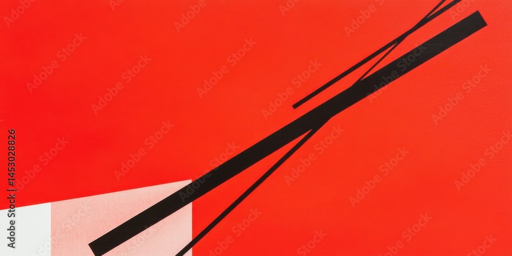 The Dynamic Composition of Bold Black Lines Set Against a Striking, Vibrant Red Background The Dynamic Composition of Bold Black Lines Set Against a Striking, Vibrant Red Background
