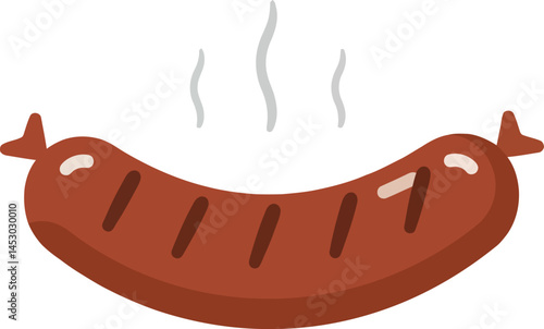Grilled sausage vector illustration with steam rising simple food design for cooking and barbecue themes 