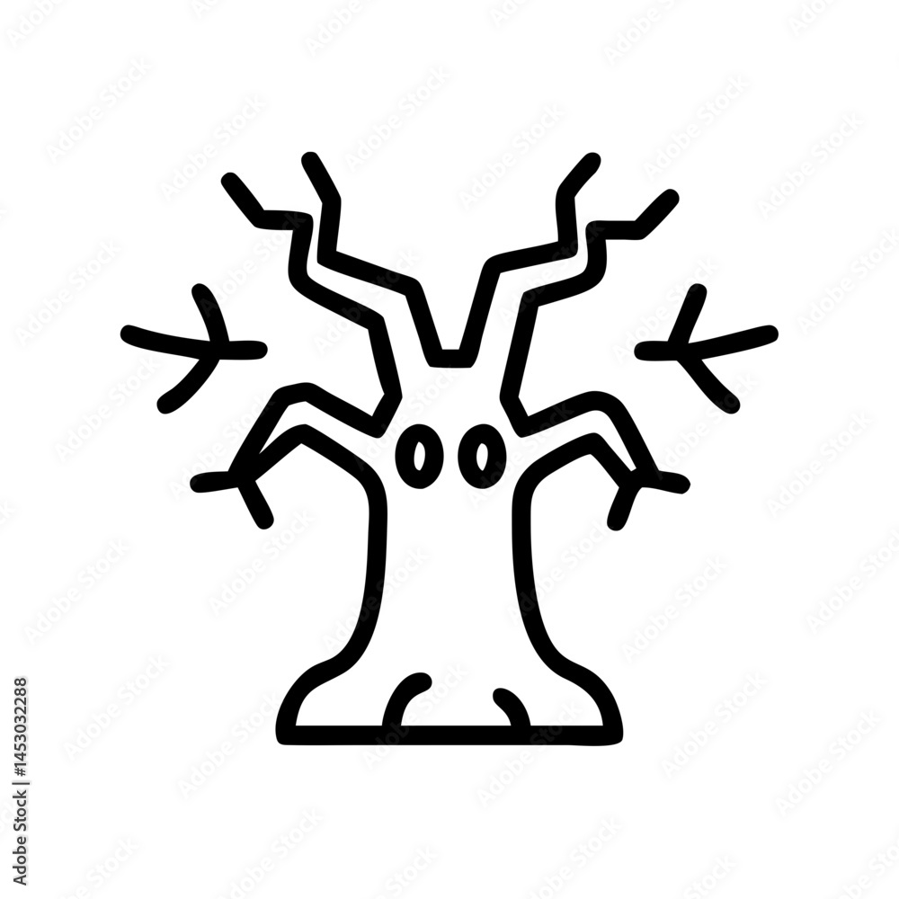 creepy tree icon, simple design, black and white creepy tree icon, simple design, black and white