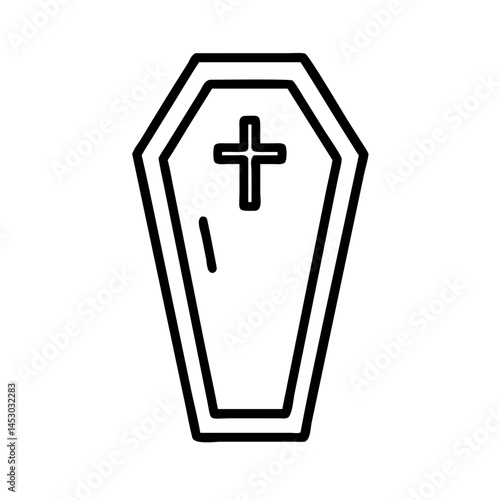 coffin icon, simple design, black and white