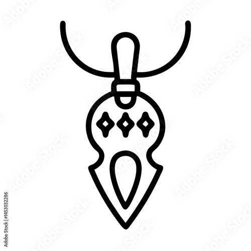 cursed amulet icon, simple design, black and white