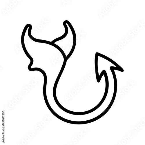 devil's tail icon, simple design, black and white