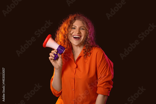 Happy young woman with funn...