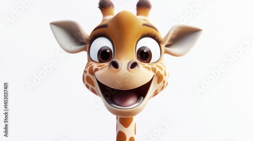 Cartoon giraffe head, joyful expression (1)