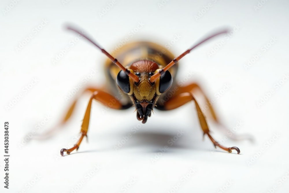 Naklejka premium Close-up of a single insect on pure white background, background, photography