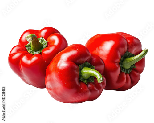 Fresh Red Bell Peppers Isolated on White Background for Cooking