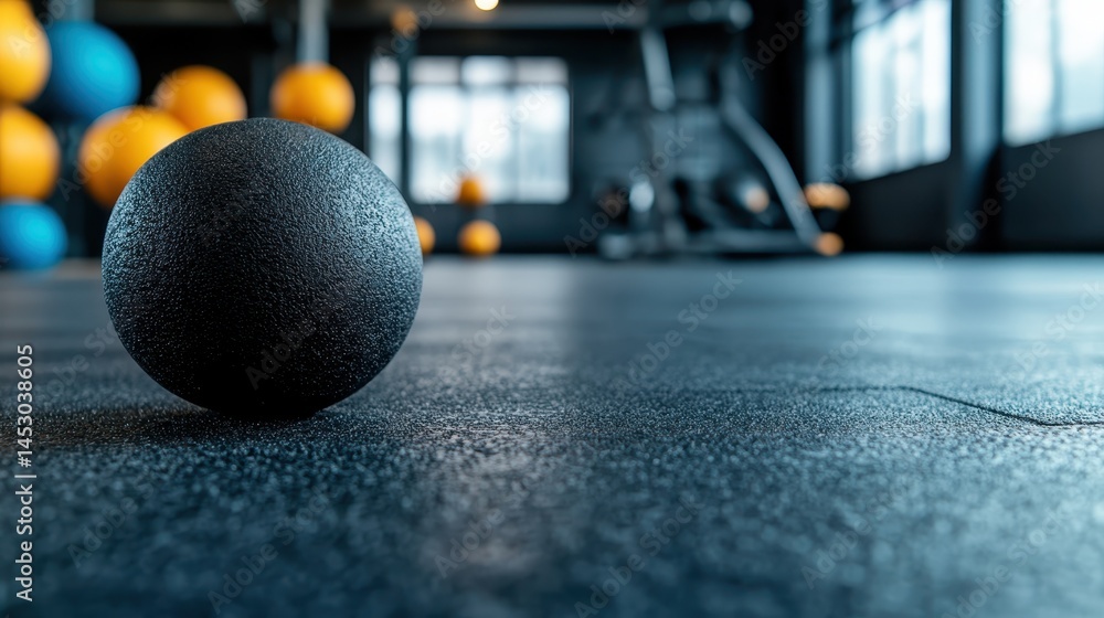 A close-up view of a black gym ball resting on textured concrete flooring in a modern fitness studio, emphasizing its importance in exercise and health routines. A close-up view of a black gym ball resting on textured concrete flooring in a modern fitness studio, emphasizing its importance in exercise and health routines.