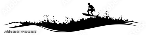 surfer riding wave silhouette illustration