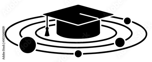 graduation cap with planetary orbit system laser cutting shape vector