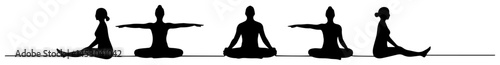 silhouettes of women practicing seated yoga and meditation poses