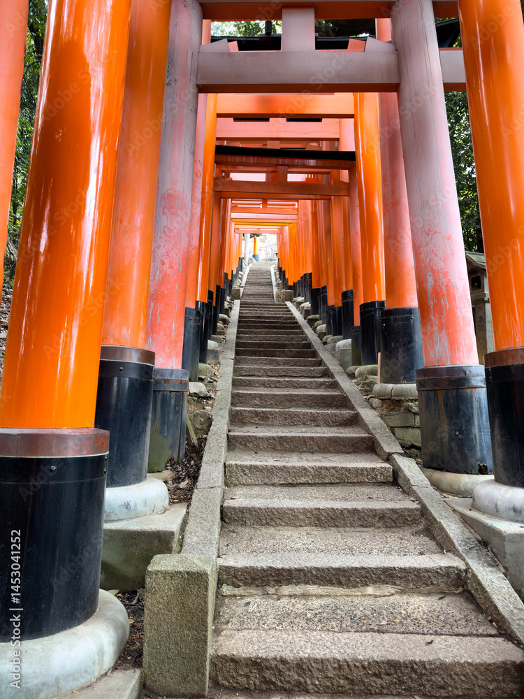 Staircase in Japan going to the temple shrine