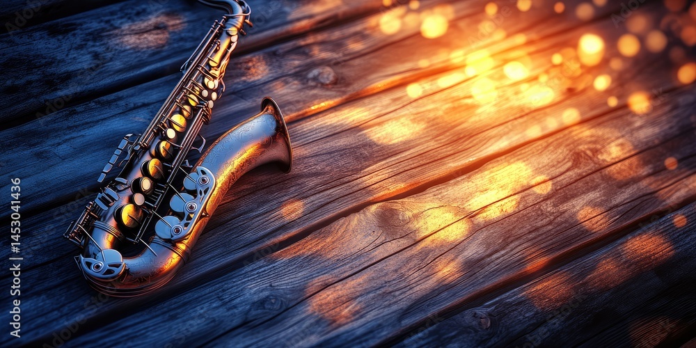 A Jazzy Saxophone on a Rustic Wooden Surface