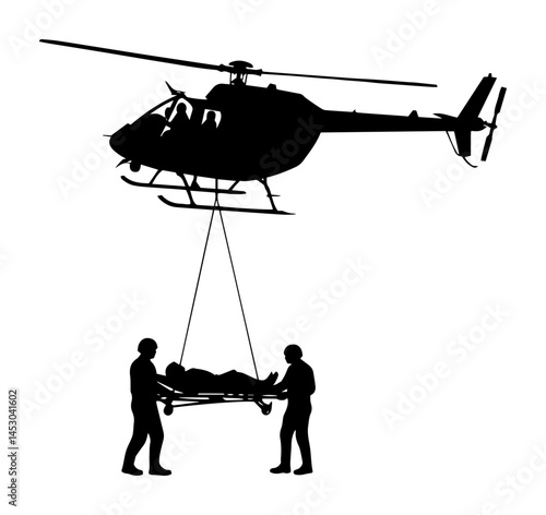 helicopter medical evacuation vector engraving