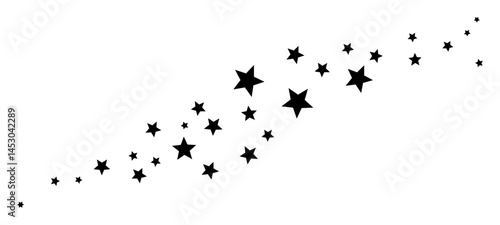 diagonal trail of stars silhouette pattern vector black shape