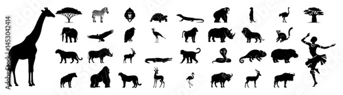 african wildlife animal silhouettes collection