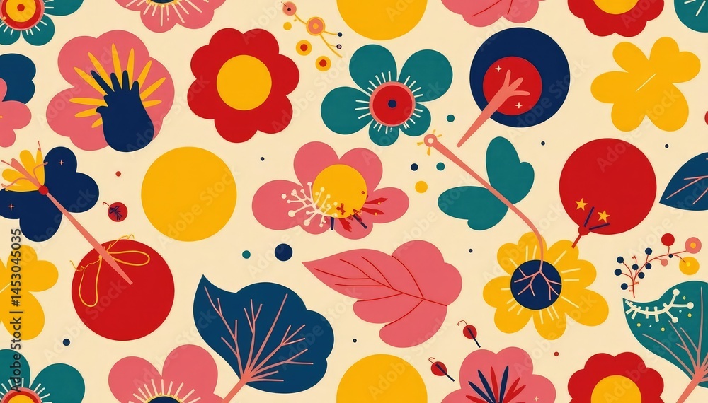 Geometric abstract shapes in a bold color palette create a continuous pattern , artwork, continuous, endless Geometric abstract shapes in a bold color palette create a continuous pattern , artwork, continuous, endless