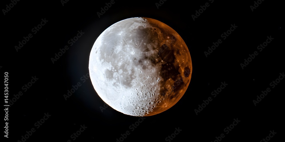 Obraz premium Stunning Partial Lunar Eclipse Photo Night Sky Celestial Event