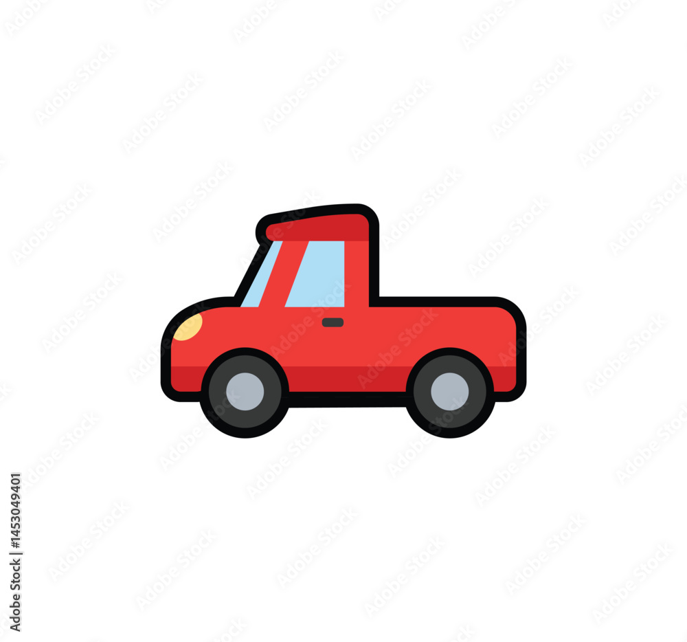 Pickup car vector isolated emoticon. Pickup car emoji. Pickup car color icon Pickup car vector isolated emoticon. Pickup car emoji. Pickup car color icon