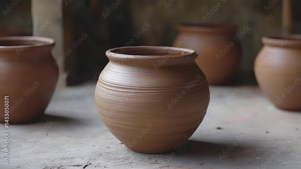 Handcrafted Clay Pots, Earthenware Pottery, Traditional Ceramic Vessels Handcrafted Clay Pots, Earthenware Pottery, Traditional Ceramic Vessels